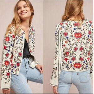 ANTRHOPOLOGIE Maeve Kirian Floral Embroidered Crop Jacket